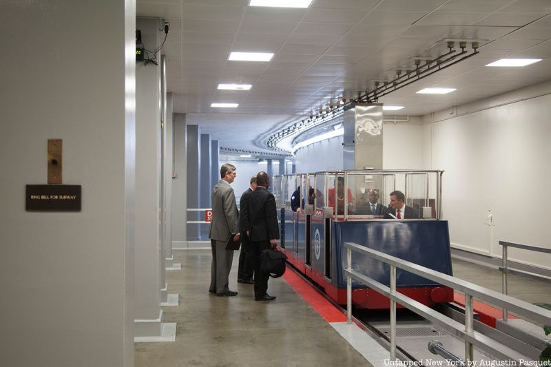 People getting onto subway car at U.S. Capitol