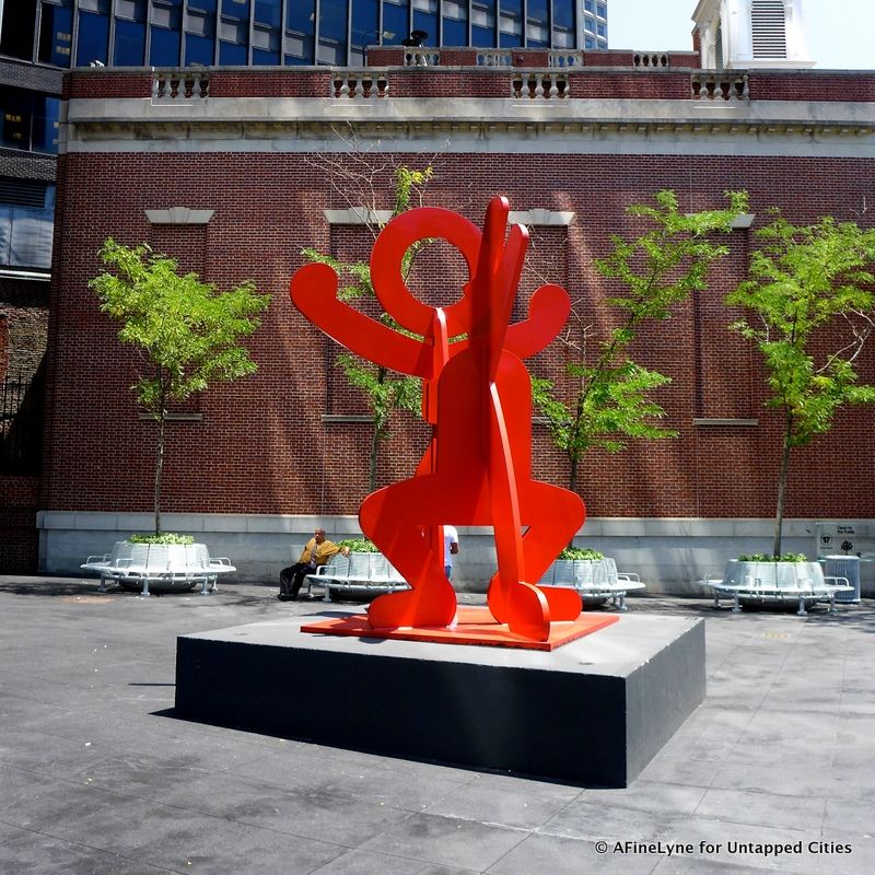 Keith Haring's red Balancing Dog sculpture