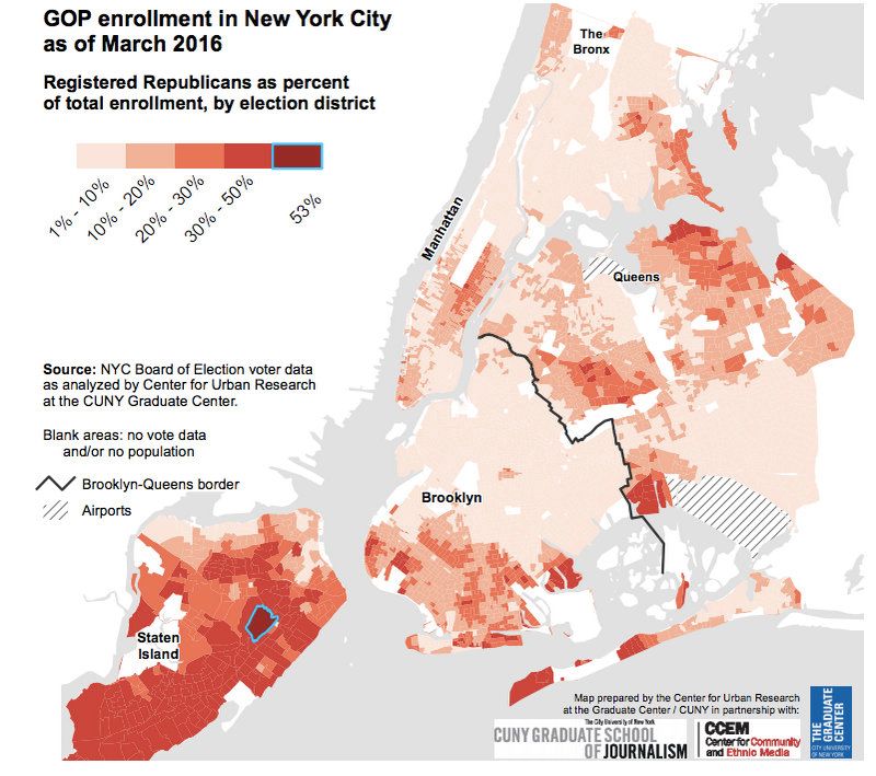 NYC Election Atlas-Center for Urban Research-CUNY-Maps-GOP Republican Enrollment-Registration-NYC