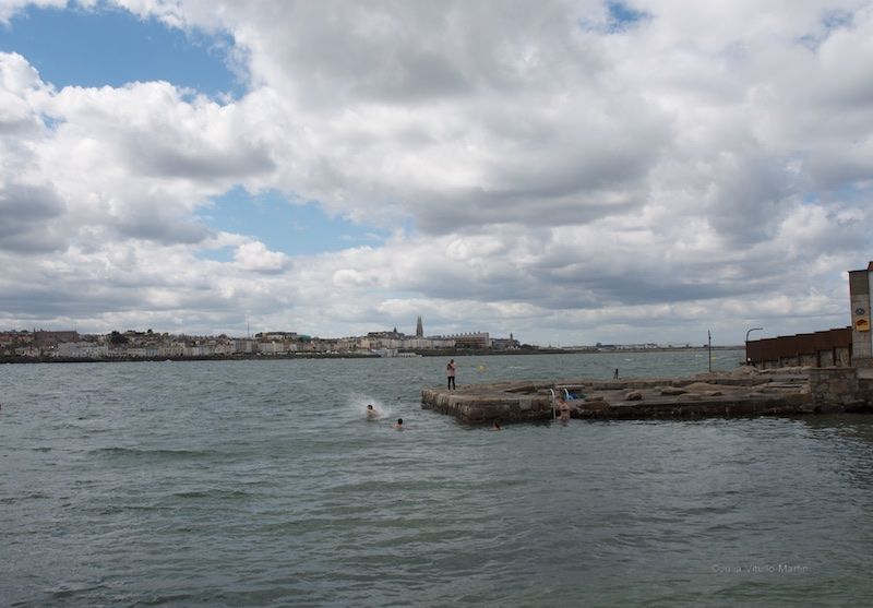 The Irish Sea's Forty Foot promontory in Sandycove Dublin where Ulysses opens.