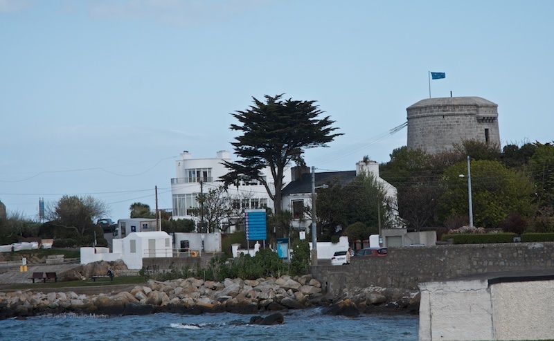 James Joyce Tower was bought and saved by architect Michael Scott, whose white house stands on the left.