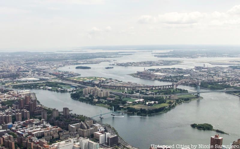 Aerial view of islands around Manhattan