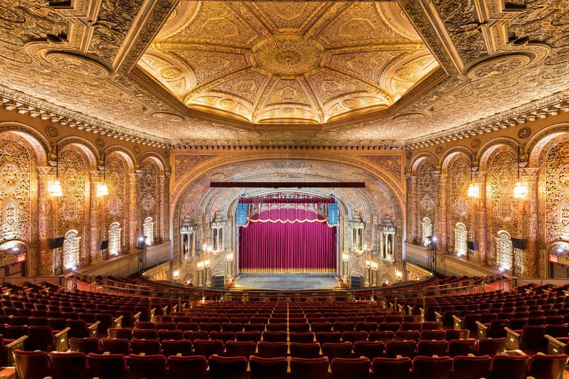 The giant screen in the auditorium of the United Palace movie theater