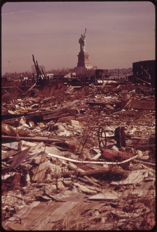 View of the back of the Statue of Liberty