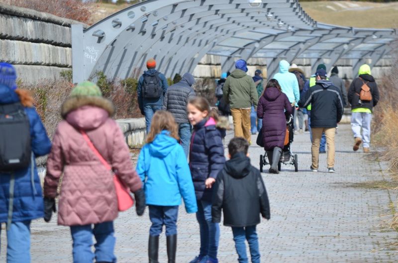 People walking at Liberty State Park