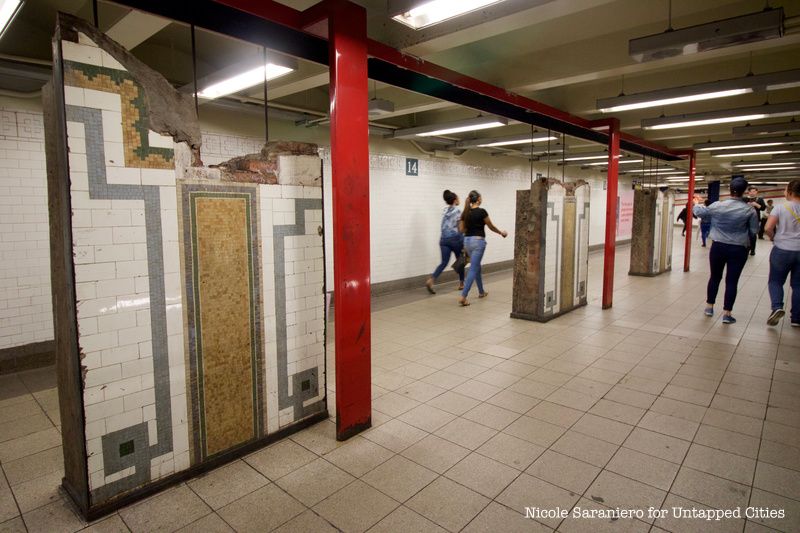 Pieces of Mary Miss' art installation inside the 14th Street Union Square subway station.