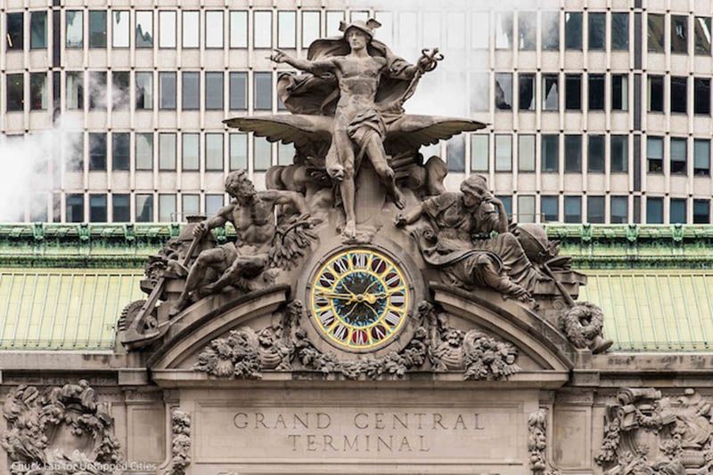 View of the Tiffany's clock from outside Grand Central.