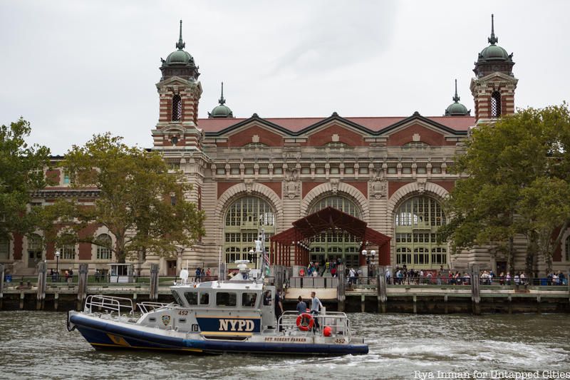 The view of the Ellis Island immigration center from the water.