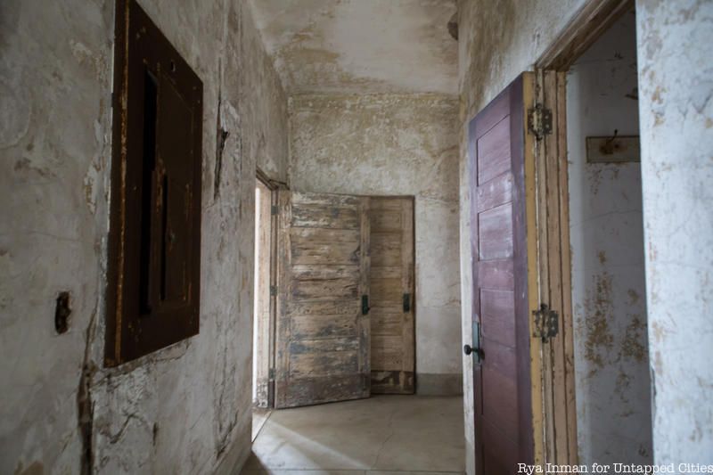 Remnants of an abandoned building on Ellis Island. 