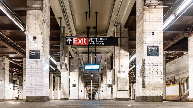 Inside the Chambers street subway station