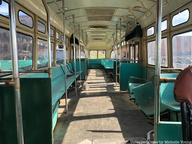 Abandoned trolley car in Red Hook