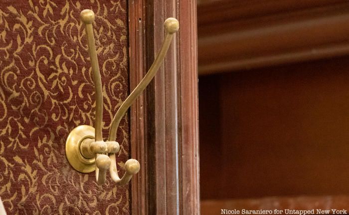 An original coat and hat hook on the wall of Gage and Tollner