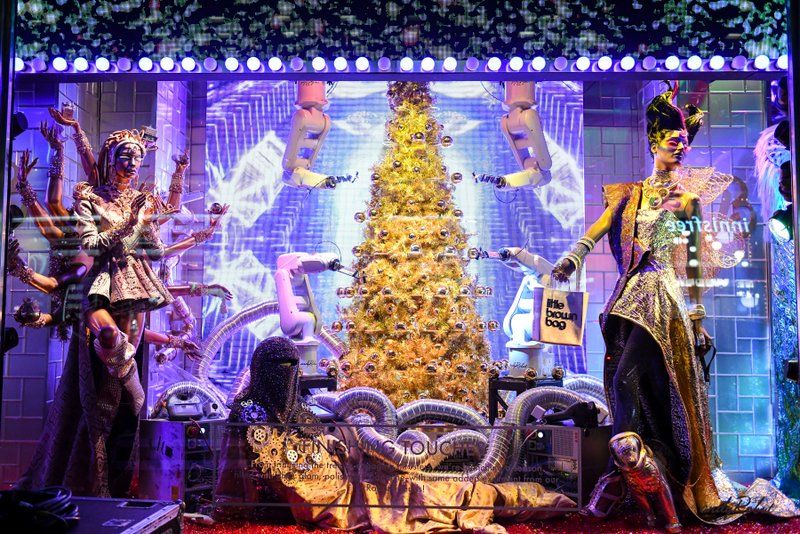 Bloomingdale's holiday windows with Out of This World theme