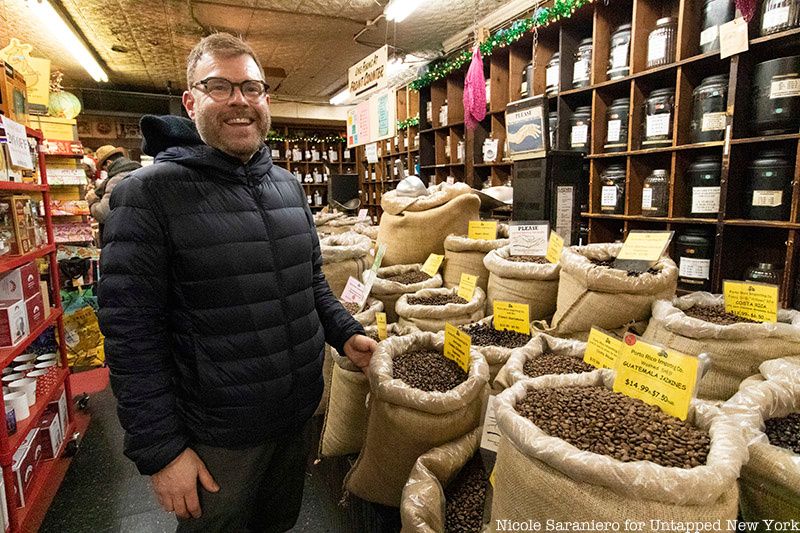 Tour guide Justin Rivers at Porto Rico coffee shop