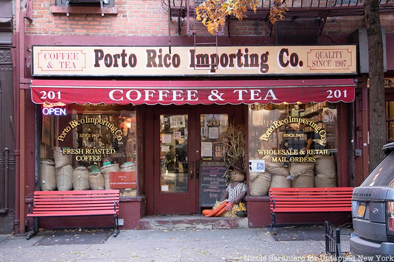 The outside of Porto Rico, a Greenwich Village coffee shop