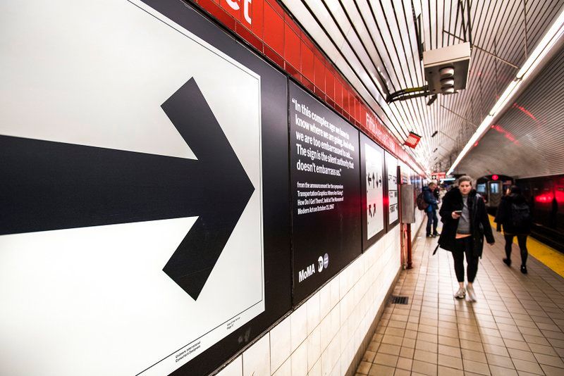 Arrow in Fifth Av-53rd Street subway exhibit