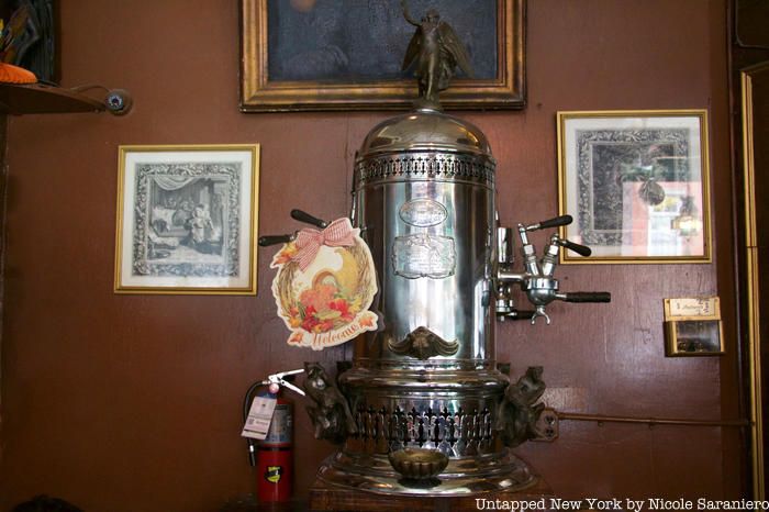 Oldest espresso machine in NYC in Caffe Reggio