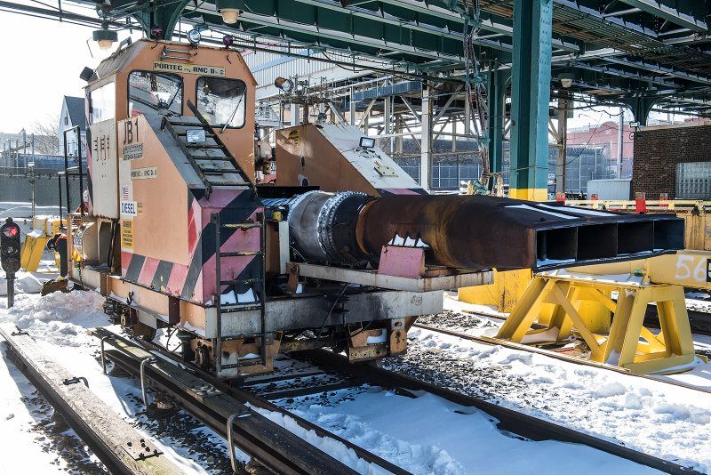 Jet engine snowblower on NYC Subway track