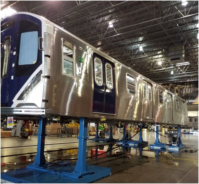 R211 subway car in shop