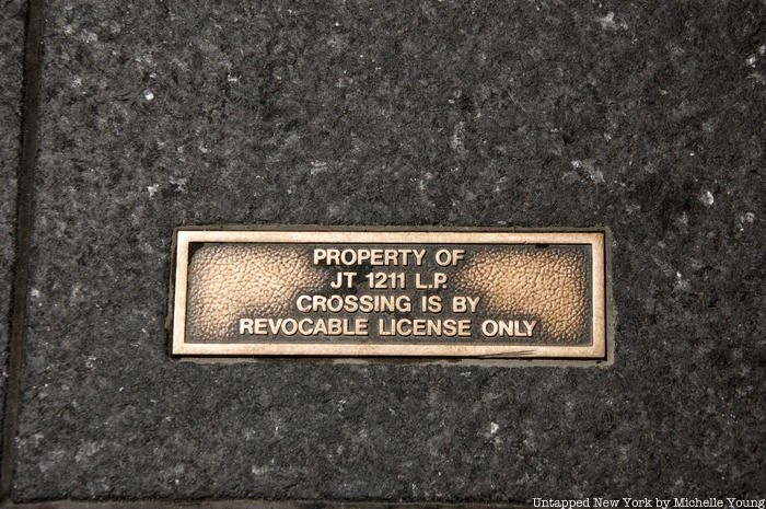 Private Property marker plaque on NYC sidewalk