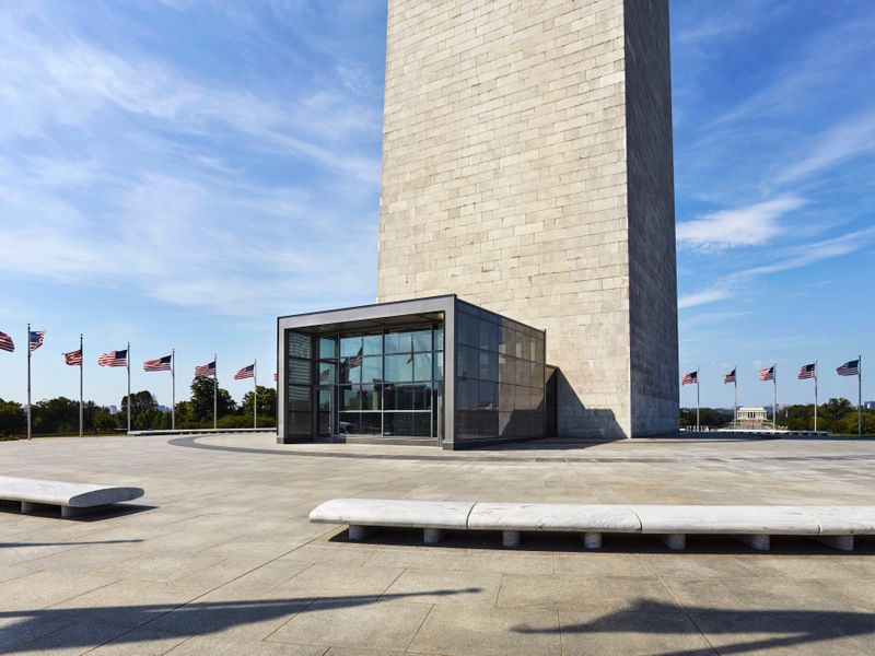 Washington Monument new Visitor Facility from plaza