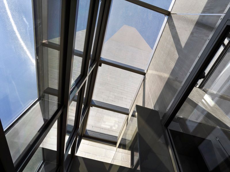 Detail of glass in Washington Monument visitor facility