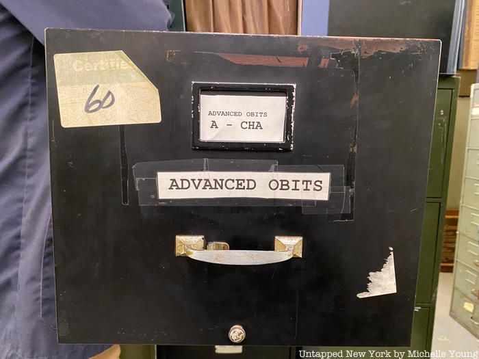 Advanced obit filing cabinet