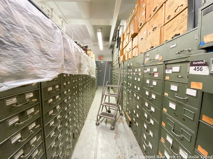 Filing cabinets in New York Times morgue