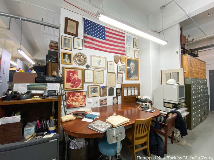 New York Times morgue desk and decorations