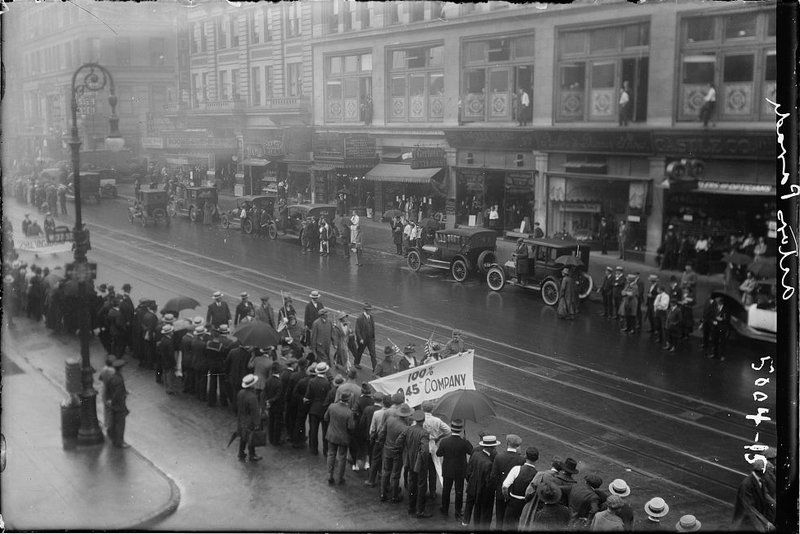 actors parade in New York City in support of the Actor's Equity Association Strike of August 7 - Sept. 6, 1919