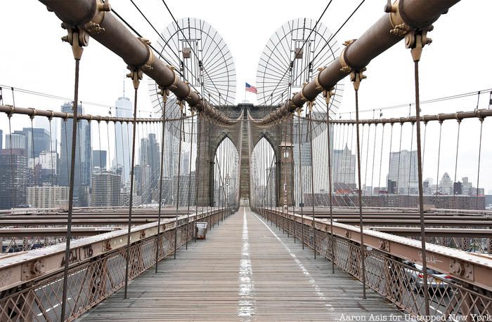 Empty Brooklyn Bridge in Coronavirus