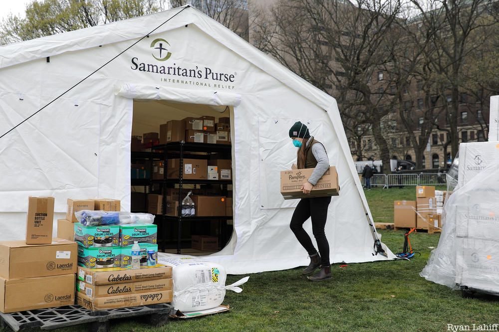 tent of supplies at field hospital