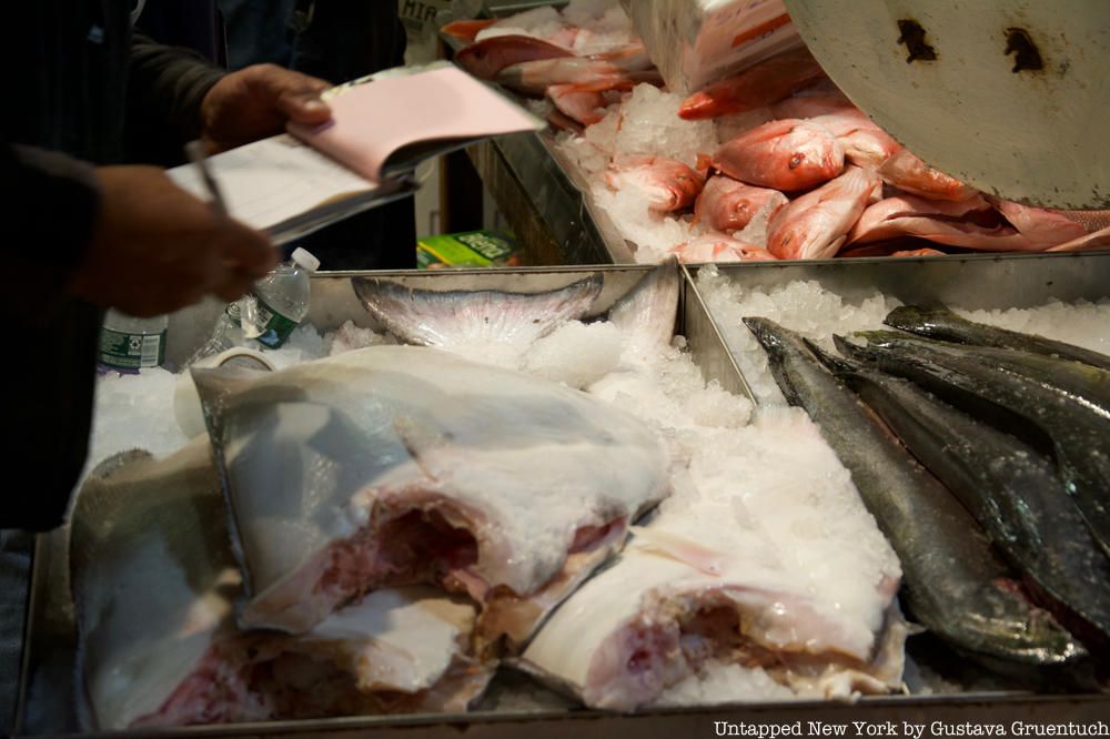 Pad and paper for orders at Fulton Fish Market