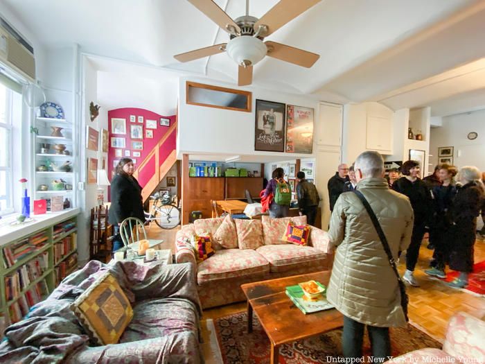 Guests in Gayle Kirschenbaum's apartment in Westbeth