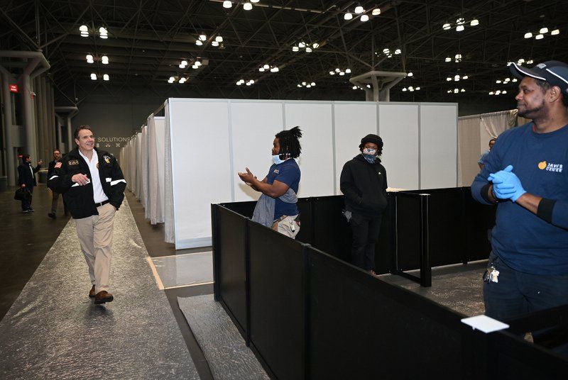 Cuomo arriving at Temporary hospital at Javits Center