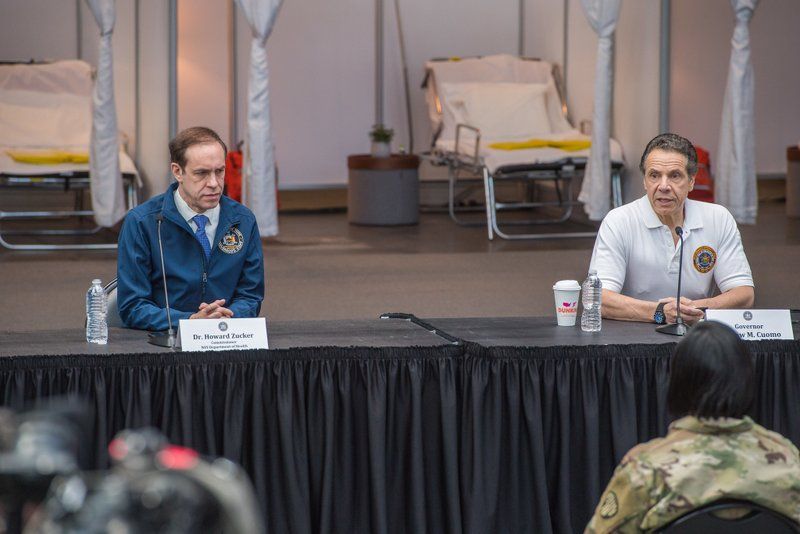 Cuomo at press conference at Temporary hospital at Javits Center