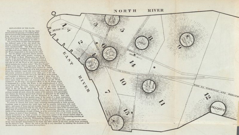 Map of Cholera outbreaks in 1832