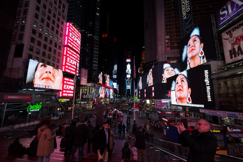 Jeffrey Gibson at Midnight Moment in Times Square