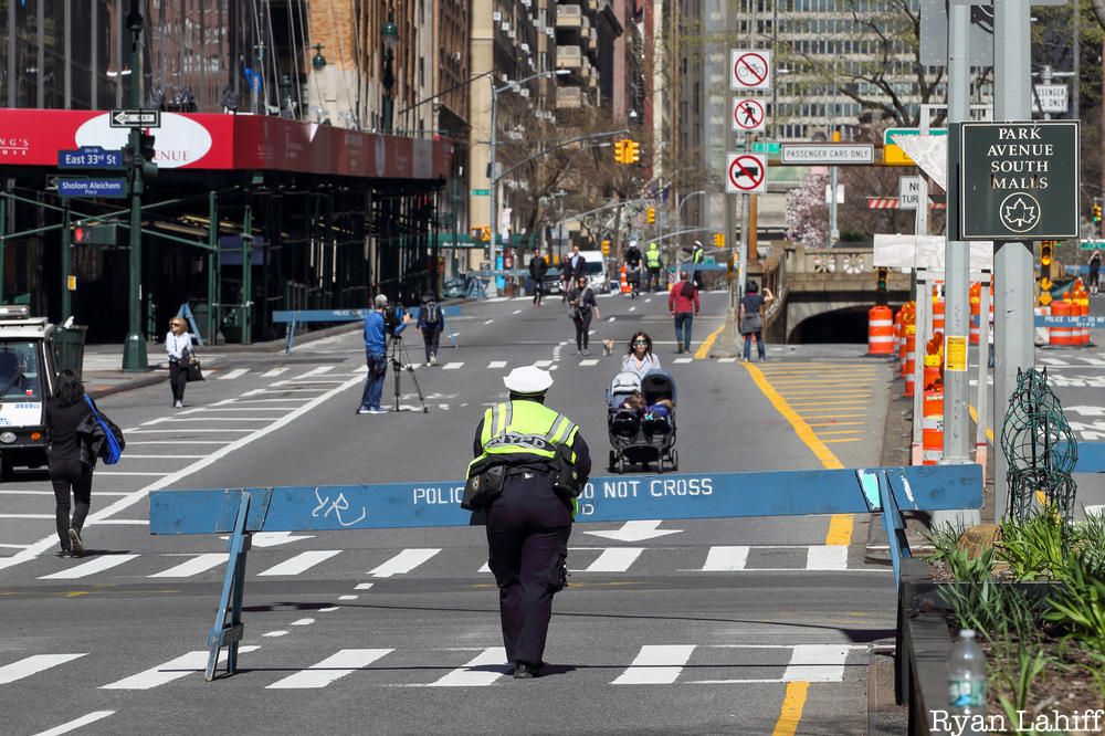 Pedestrians on car-free Park Avenue