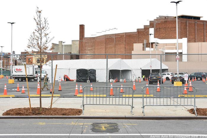 Coronavirus drive-thru testing site in Flatbush from outside