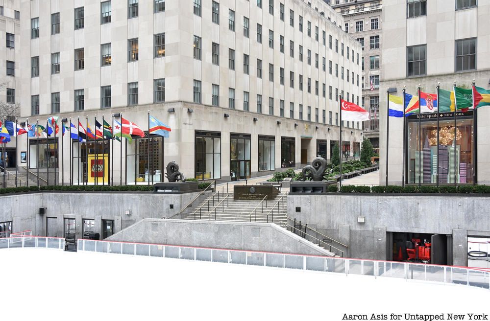 Empty Rockefeller Center ice skating rink