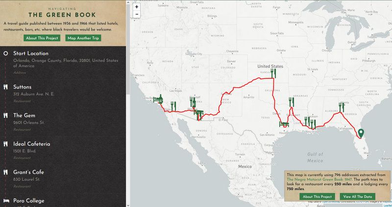 Green Book Map from NYPL