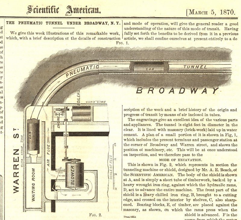 Map of Alfred Ely Beach's pneumatic subway