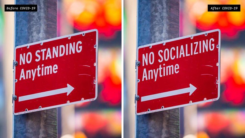 No Socializing Anytime sign Social Distance street sign by Dylan Coonrad