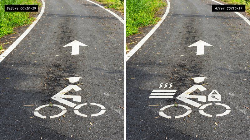 Bike lane Social Distance street sign by Dylan Coonrad