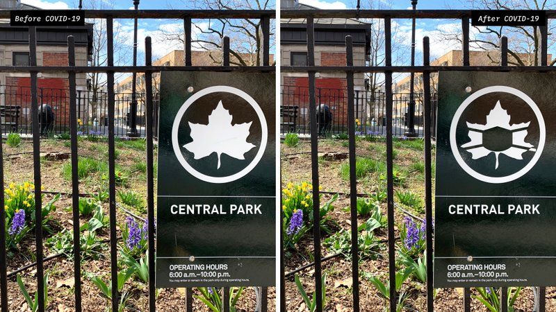 Central Park Social Distance street sign by Dylan Coonrad