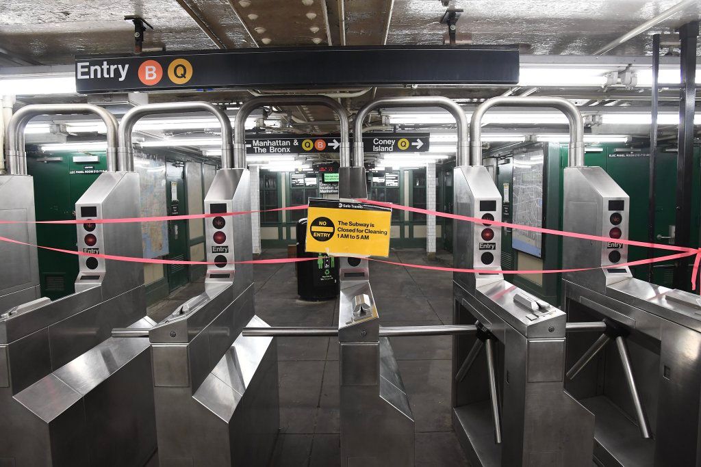 Turnstiles blocked off for cleaning