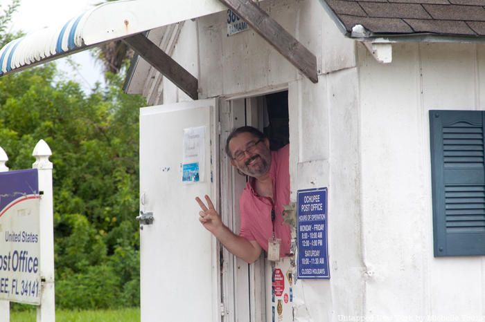 Donald Walters in Ochopee Post Office