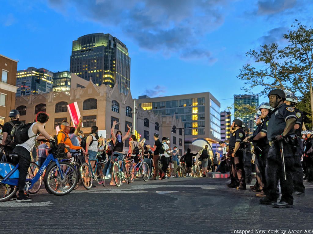 Demonstrators in Downtown Brooklyn