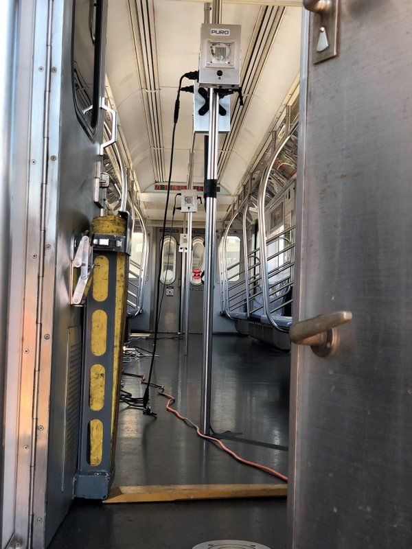 UV Light device low angle photo to clean MTA train